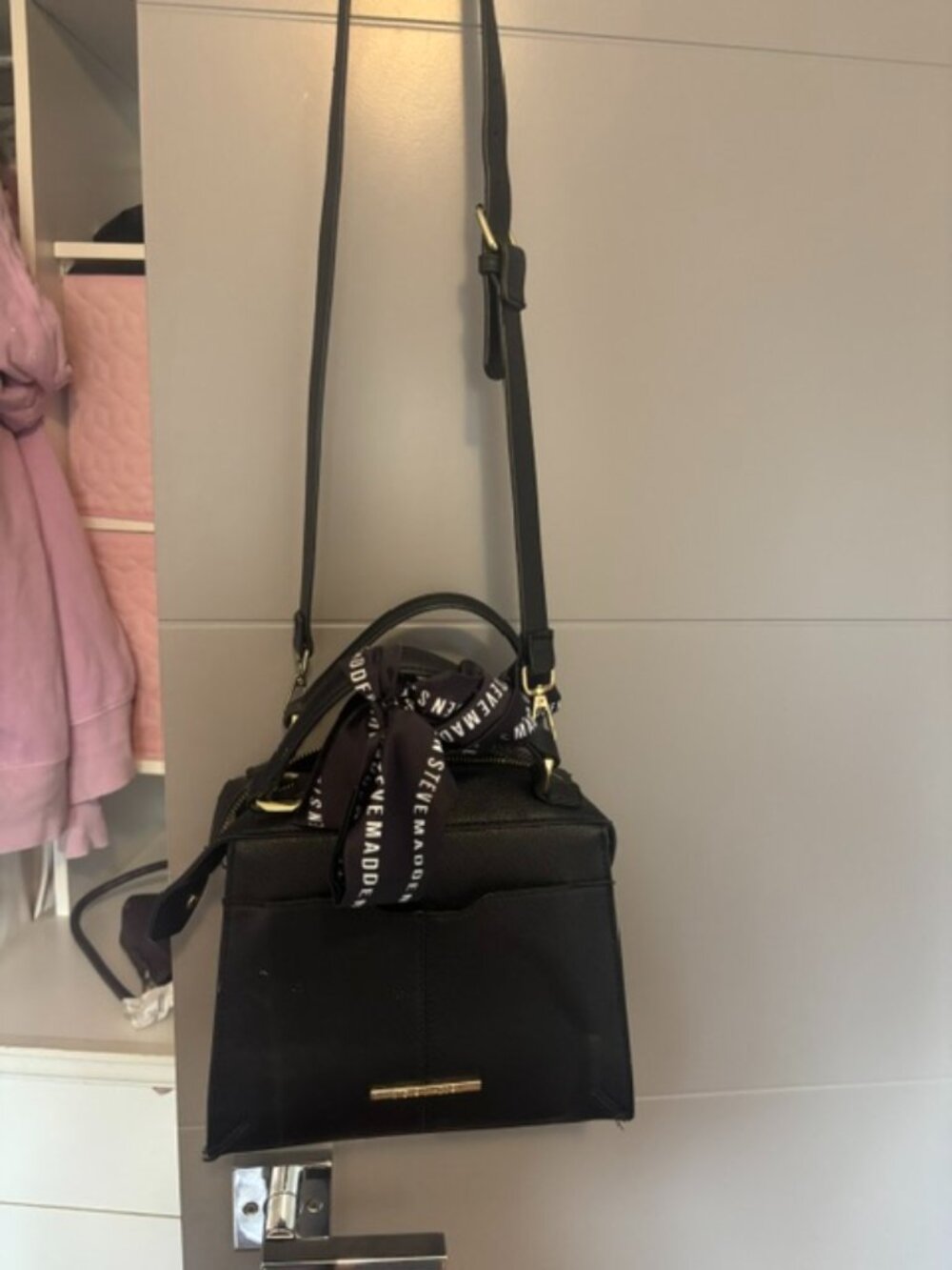Steve Madden Black Faux Leather Cross Body Bag
